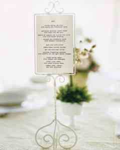 Menu for center of table